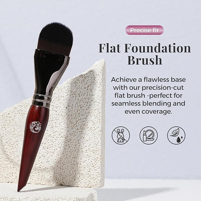 ENERGY Foundation Brush for Liquid Makeup DIY Facial Mask Premium Soft Bristles Contour Face Brush for Blending Liquid, Cream, Eye Mask, Under Eye Concealer Vegan Flat Cosmetic Makeup Tool-GlimoraGlow