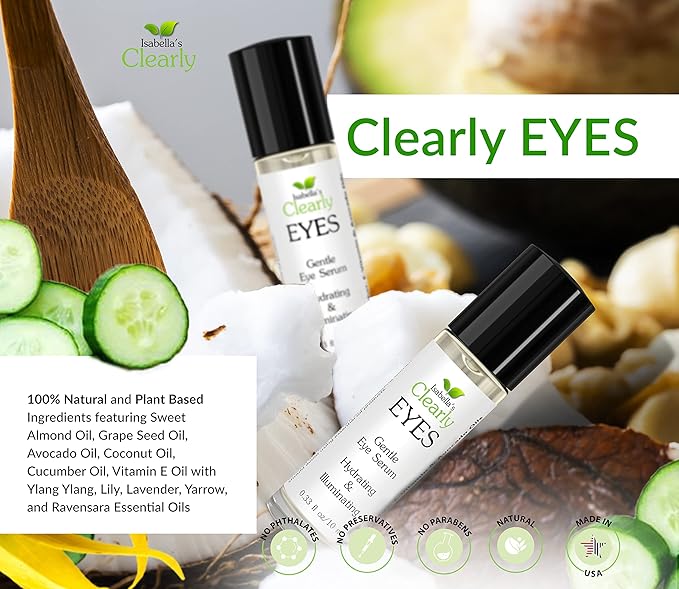 EYES, Natural Anti Aging Eye Serum | Hydrating and Firming Instant Treatment for Tired Puffy Eyes, Dark Circles, Swollen Eyelid, Eye Bags with Cucumber and Avocado | Made in USA-GlimoraGlow