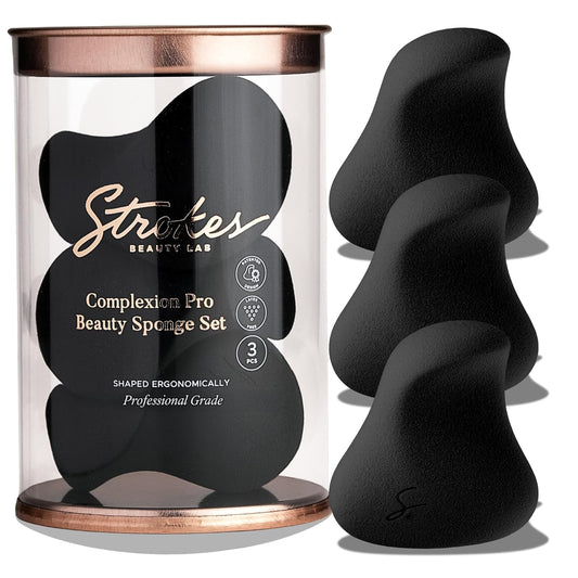 Original Beauty Blender Makeup Sponge Applicator for Powder, Cream & Liquid, Beauty Tools Puff, Streak Free Application, Vegan, Cruelty Free Made in USA, Black (3 Pieces)-GlimoraGlow