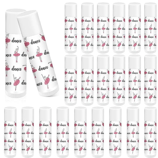 24 Pack Dance Theme Ballet Lip Balms Bulk Moisturizing Lip Balms Back To School Gift Ballet Gifts Lip Balm Christmas Thanksgiving Day Dance Party Thanks Gift for Dancer Girl Woman-GlimoraGlow