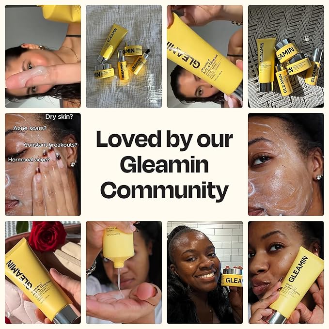 Gleamin Vitamin C Face Wash & Facial Cleanser - Cream to Foam 2% Salicylic Acid Cleanser with Paw Paw & Turmeric - Gentle Exfoliating Facewash for Women & Men, Oily & Combination Skin, 3.4 fl oz-GlimoraGlow