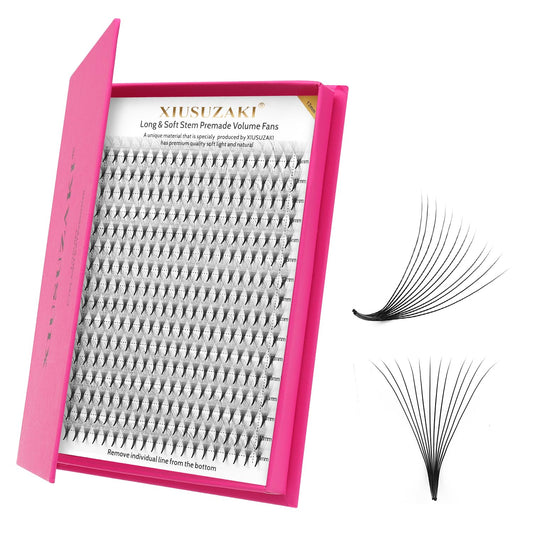 Premade Fans Eyelash Extensions 12D Volume Lash Extensions 0.07 Thickness Eyelash Extension D Curl Premade Lash Fans Mix 9-16mm Fluffy Soft Handmade Lash Fan(12D-0.07-D,9-16mm)-GlimoraGlow