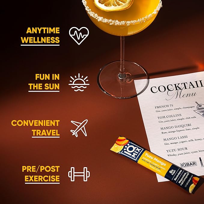 IQMIX x Chef Thomas Keller - Hydration Electrolyte Powder – 4-in-1 Formula for Hydration, Mental Clarity, Mood and Recovery – Sugar-Free, Keto, Magnesium L-Threonate, Lion’s Mane – 20 Count Yuzu Mango-GlimoraGlow