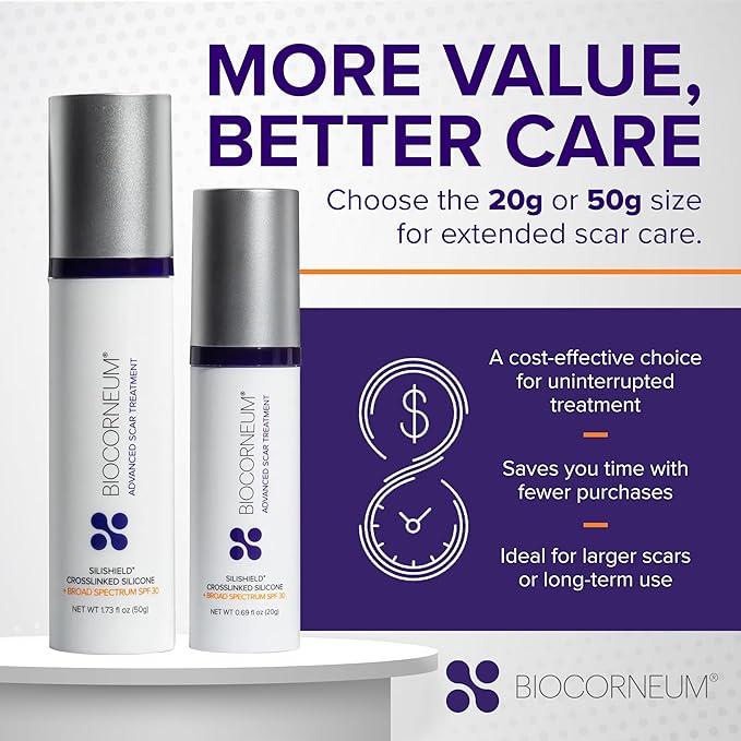 Biocorneum Advanced Scar Treatment with Silishield® & SPF 30 20g – Fast-Drying, Water-Resistant Silicone Scar Gel - Surgeon Recommended Scar Removal for New & Old Scars - Suitable for Children-GlimoraGlow