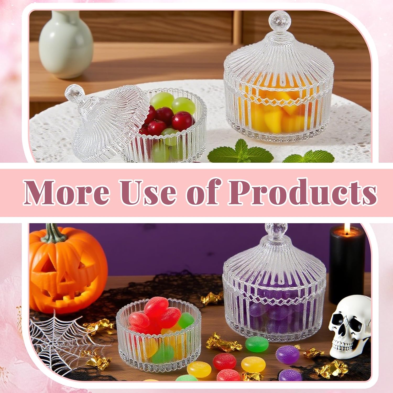 3 Pcs Large Body Powder Puff and Container, Powder Container with Puff, Velour Dusting Powder Puff with Crystal Case, Washable Reusable Puff for Women Baby Bath Travel Glitter Wet Dry Makeup-GlimoraGlow