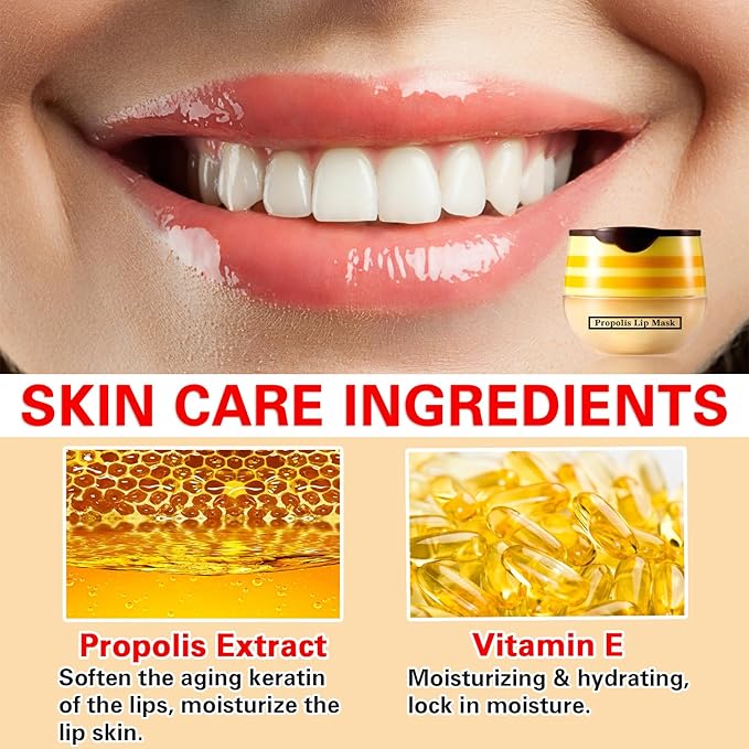 2 Pcs Lip Balm Honey Pot Lip Treatment Overnight Lip Sleeping Balm Strawberry Honey Pot lip Mask Moisturizing Exfoliating Prevent Dry & Cracked Diluting Lip Lines (Honey & Strawberry)-GlimoraGlow