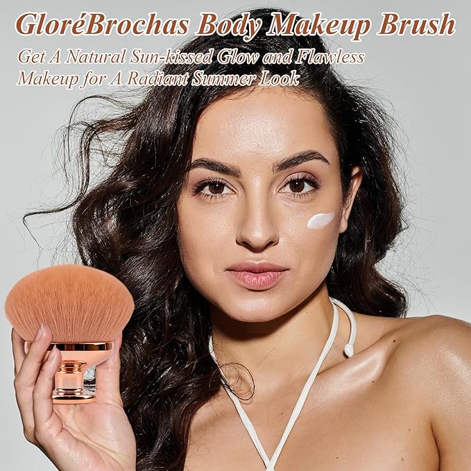 Blend & Blur Extra Large Body Makeup Brush for Self Tanner,GloréBrochas Leg Makeup & Bronzer Self Tan Applicator, 90MM Wide Round Head Kabuki Brush For Application (Rose-Gold)-GlimoraGlow