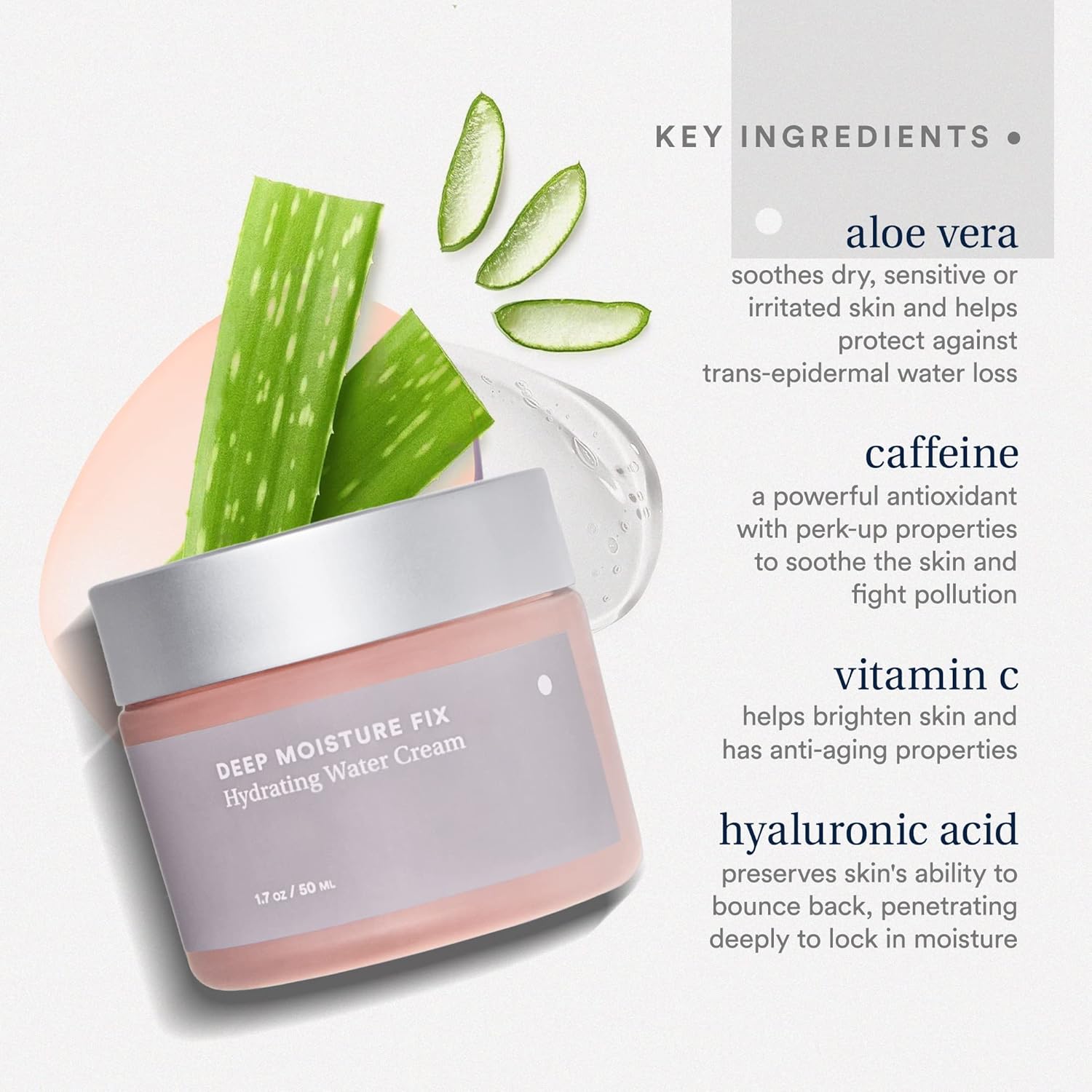 Care Skincare - Deep Moisture Fix, Hydrating Water Cream, Oil Free Face Moisturizer With Hyaluronic Acid, Fragrance Free For All Skin Types, Hydrating + Plumping 1.7 oz.-GlimoraGlow