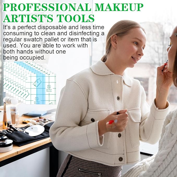 100 Pieces Makeup Hand Palette Single Use Makeup Mixing Palette Professional Makeup Artist Must Haves Disposable Transparent Waterproof Cosmetic Tray Adhesive Tape for Women and Girls-GlimoraGlow