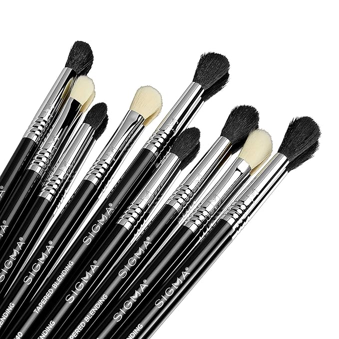 Sigma Beauty Deluxe Blending Brush Set – Professional Grade Eyeshadow Brush Set with 9 Full Size Blending Brushes Featuring Extra Soft Fibers for Precise, Controlled, & All-Over Eyeshadow Blending-GlimoraGlow