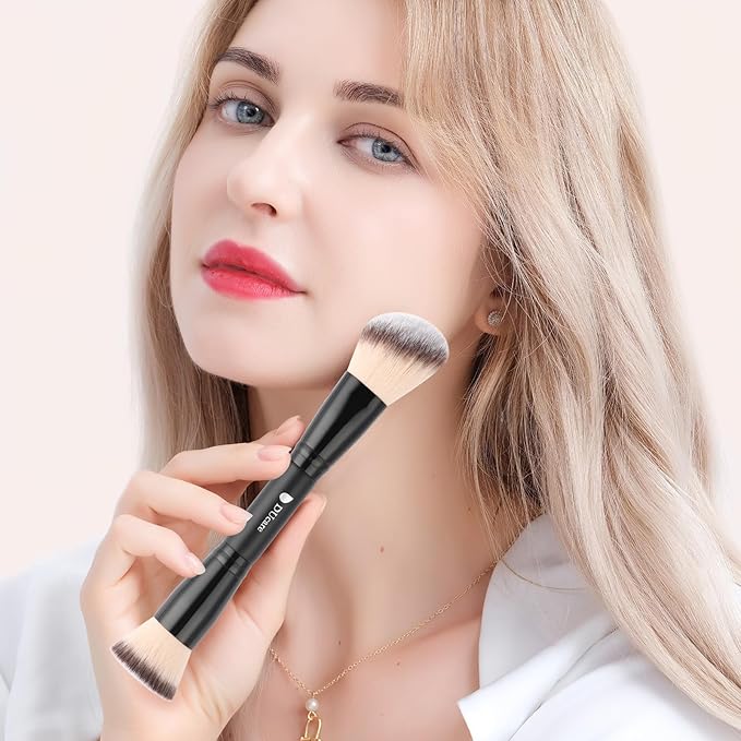 DUcare Makeup Brushes Duo End Foundation Contour Powder and Buffer Brush Bronzer Double Makeup Brush Set 2Pcs black-GlimoraGlow