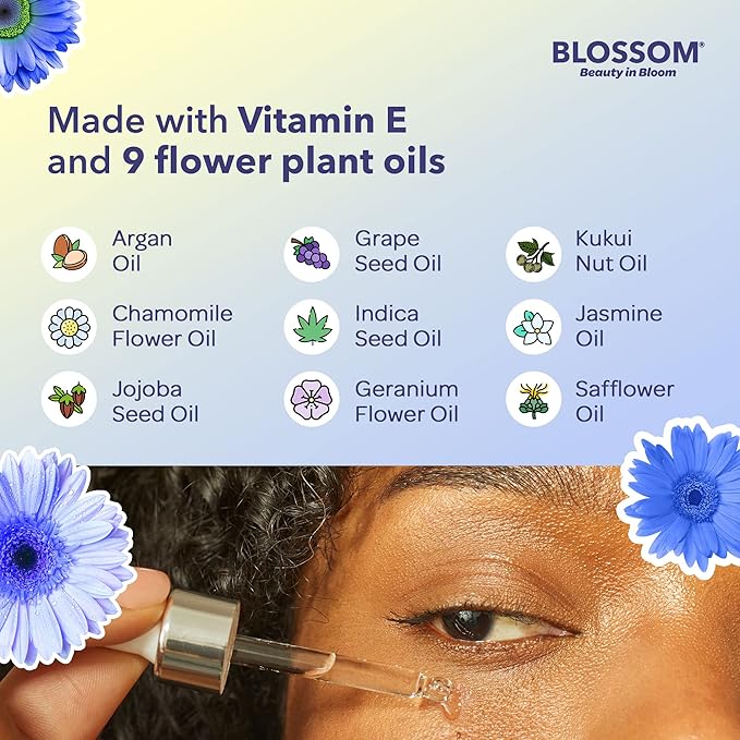 Blossom All Natural Organic Cruelty Free Moisturizing Eye Serum with Essential Oils, Infused with Real Flowers, Made in USA, 0.5 fl. oz., Spring Bouquet-GlimoraGlow