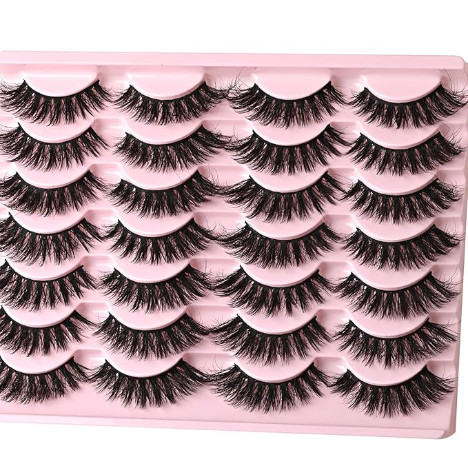 FARRED Cat Eye Lashes Fluffy False Eyelashes 14 Pairs Fake Eyelashes Natural Look Short Natural Lashes Cateye Lash Wispy Volume Eyelash Faux Mink Strip Lashes Pack for Daily Makeup (F27 | 9-17mm)-GlimoraGlow