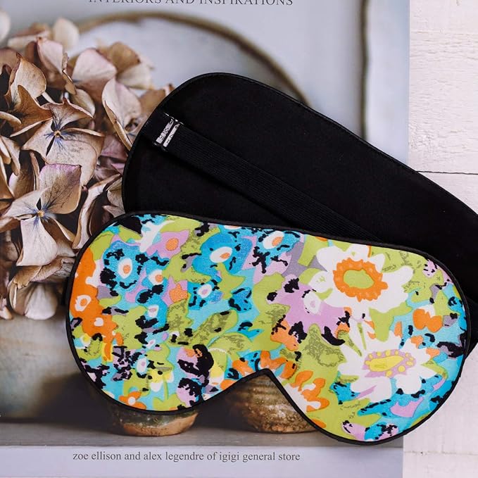 100% Pure Silk Eye Mask Sleep Eye Mask Eye Cover Eyeshade Sleeping Eye Mask Printed Colors (#17)-GlimoraGlow