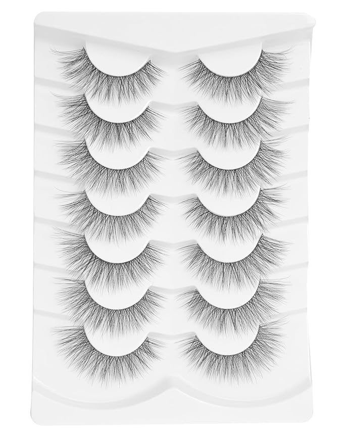 Natural Lashes Wispy False Eyelashes Cat Eye 3D False Lashes Fluffy Fake Eyelashes Strip Eye Lashes Pack 7 Pairs-GlimoraGlow