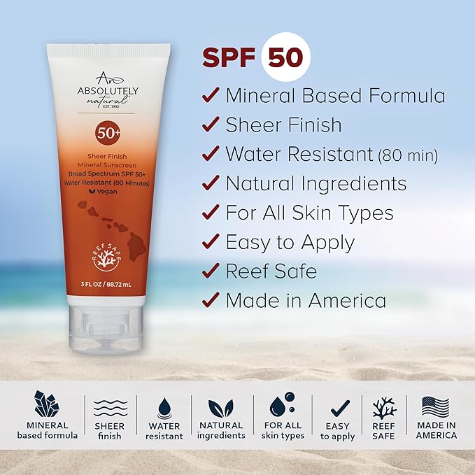 SPF 50+ Mineral Sunscreen Lotion - Anti-Aging Sunblock for Body & Face, Made with Rose Hips, Aloe, Zinc Oxide and Other Cruelty Free and Reef Safe Ingredients - Made in USA-GlimoraGlow