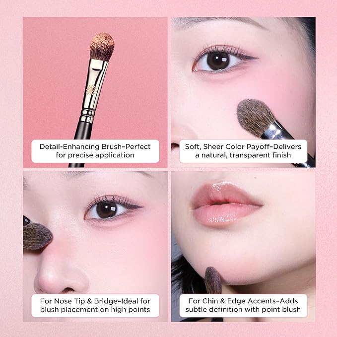 Piccasso 23 Small Blusher Brush – Precise Makeup Brush for Cheeks, Nose, and Chin, Soft Squirrel & Horse Hair for Delicate Application, Detail Face Brush for Daily Use, Korean Professional Beauty Tool-GlimoraGlow