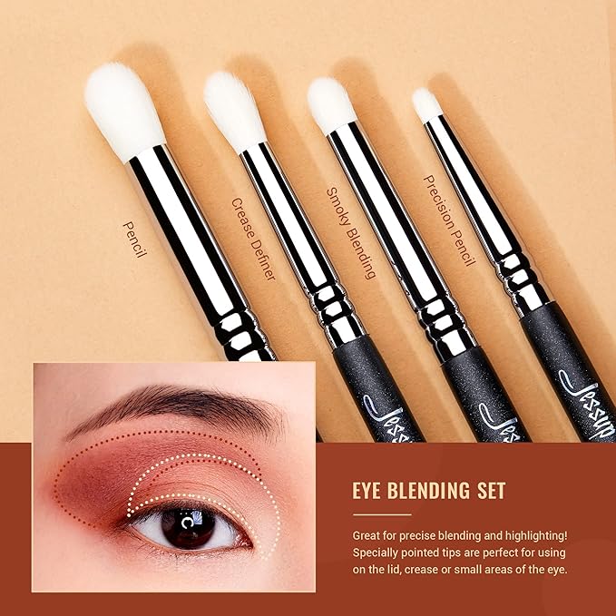 Jessup Eye Makeup Brushes Set Professional Blending Brush for Makeup Eyeshadow 13pcs Premium Synthetic Blender Brush Makeup Black T338-GlimoraGlow