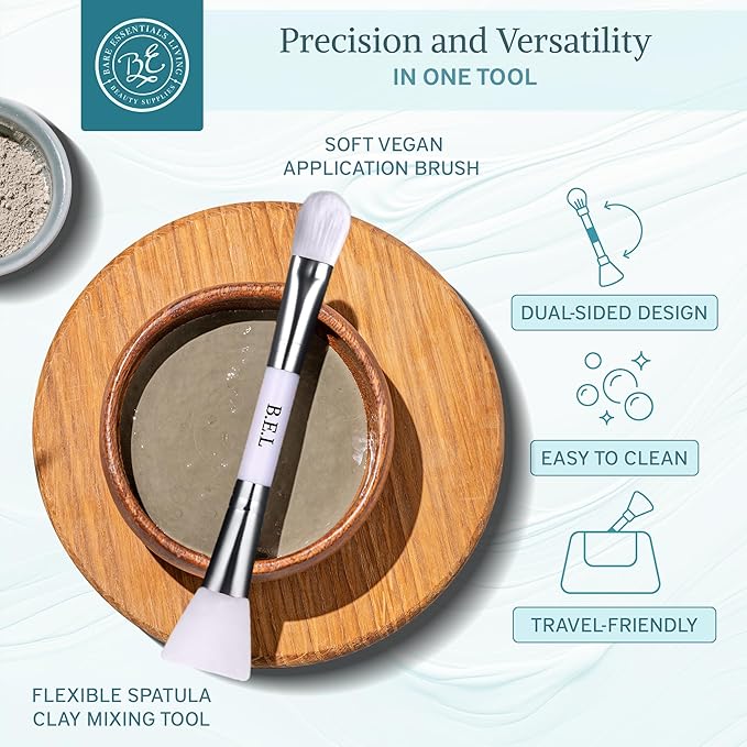 Bare Essentials Living - Clay Face Mask Brush (1 Pack, White) Dual Soft Silicone Face Mask Applicator Brush Tool, Great Facial Essentials, Moisturizer Applicator & Skincare Brush for Facials-GlimoraGlow