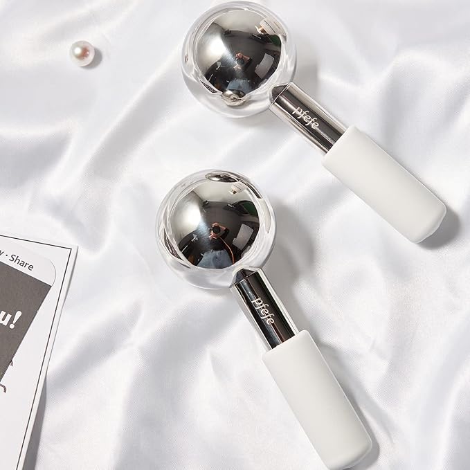 Ice Globes for Face & Eyes, Unbreakable Stainless Steel Cryo Sticks for Beauty Routines, Facials Cold Roller Cooling Globes for Puffiness, Wrinkles, Dark Circles, Headaches-GlimoraGlow