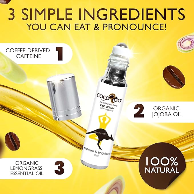 Caffeinated Eye Serum, Nutrient-Dense, 100% Pure, Natural & Vegan (Lemongrass)-GlimoraGlow