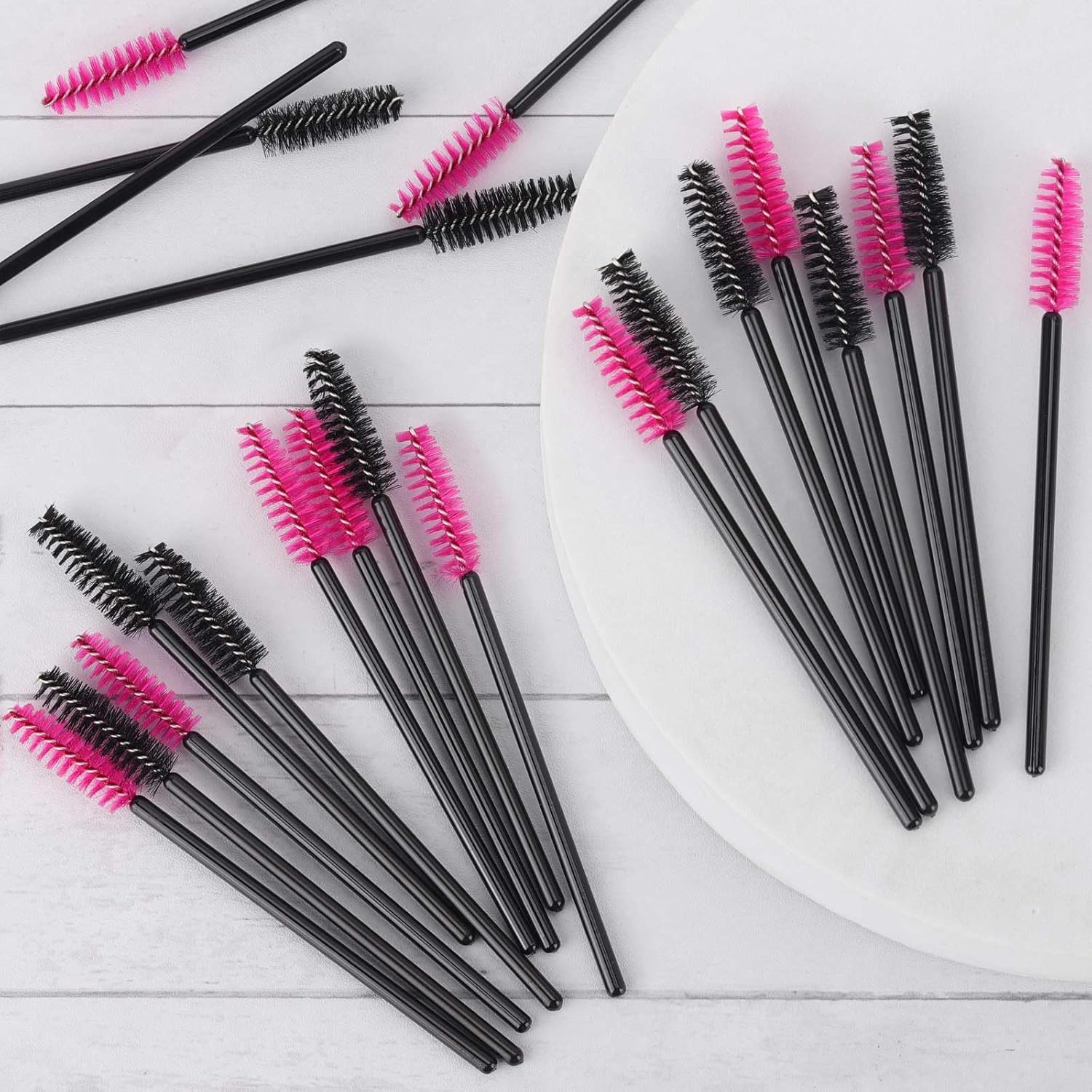 1000 Disposable Mascara Wands Eyelash Brushes Spoolies for Eyebrow Eye Lash Extension Black and Rose Red-GlimoraGlow