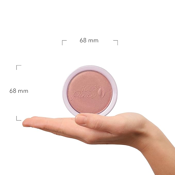 100% PURE Powder Blush (Fruit Pigmented), Peach, Soft Shimmery Finish, Nourishes Skin w/Rosehip Oil, Cocoa Butter, Natural Makeup (Neutral Peach w/Bronze) - 1.81 oz-GlimoraGlow