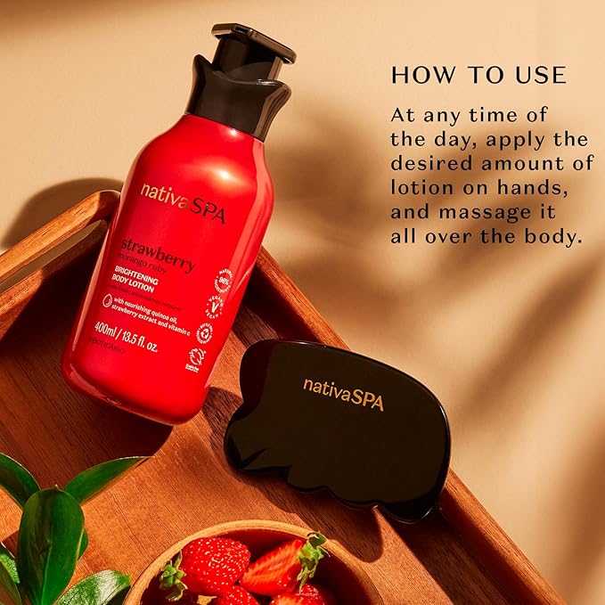 Nativa SPA by O Boticário, Ruby Strawberry Antioxidant Body Lotion, Brightening Vitamin C and Nourishment for Radiant Skin, 13.5 Ounce-GlimoraGlow