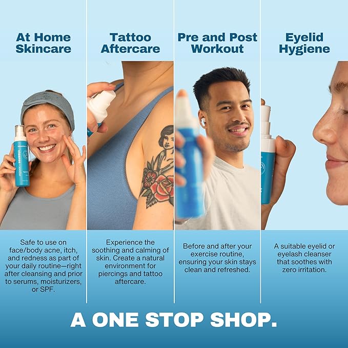 Hypochlorous Acid Spray – HOCl Face & Skin Mist for Acne, Eczema & Irritation – Multi-Purpose Skin Repair – Eyelid Cleanser, Post-Workout, Post-Procedure, Scalp & Sensitive Skin – 6.8 oz-GlimoraGlow