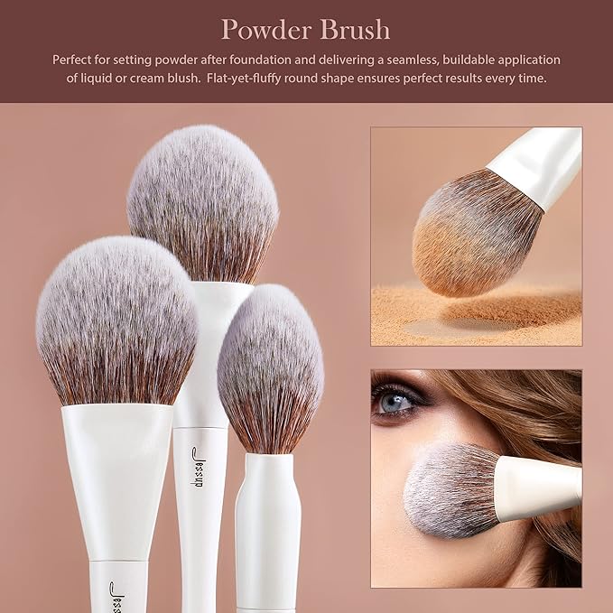 Jessup Make up Brushes 4pcs Face Makeup Brushes Set for Foundation Concealer Blush Contour Powder Highlighter, Pearl White T344-GlimoraGlow