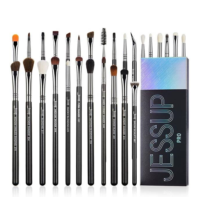 Jessup Eye Makeup Brushes Set Professonal 28pcs Premium Synthetic Eyeshadow Brush Eyeliner Brush Eyebrow Brush Blending Brush for Makeup Black T341-GlimoraGlow