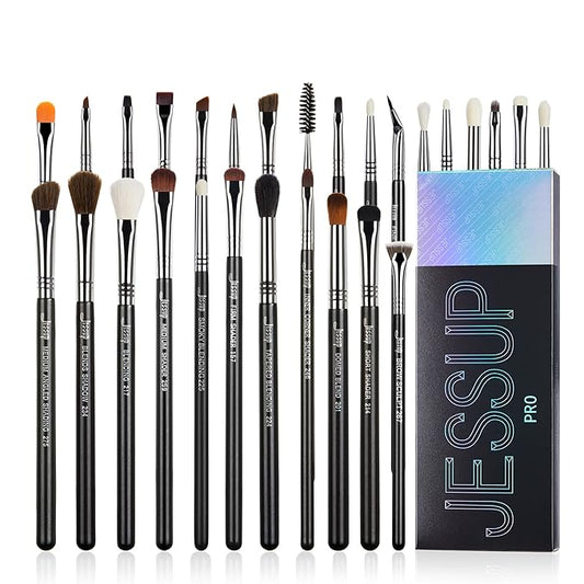 Jessup Eye Makeup Brushes Set Professonal 28pcs Premium Synthetic Eyeshadow Brush Eyeliner Brush Eyebrow Brush Blending Brush for Makeup Black T341-GlimoraGlow