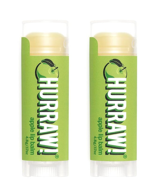 Hurraw! Apple Lip Balm, 2 Pack: Organic, Certified Vegan, Cruelty and Gluten Free. Non-GMO, 100% Natural Ingredients. Bee, Shea, Soy and Palm Free. Made in USA-GlimoraGlow