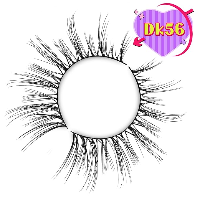 Onlyall Wispy Lashes - Natural Flared False Eyelashes, Soft Fluffy, 7 Pairs DK56-GlimoraGlow
