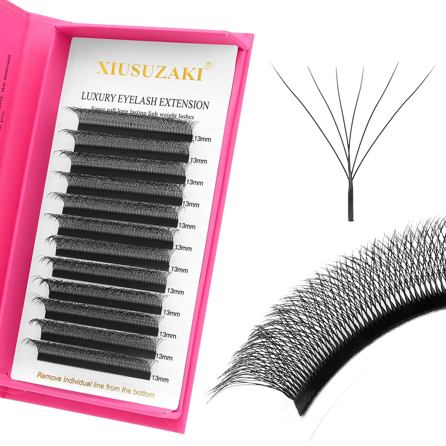 W Lash Extensions Supplies 6D Eyelash Extensions W Shape 0.07mm Thickness D Curl 11mm Premade Fans Easy Fan Lashes Volume Matte Black 12 Rows Crisscross Eye Lashes(W-6D-0.07-D,11mm)-GlimoraGlow