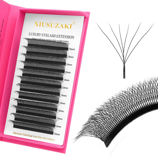 W Lash Extensions Supplies 6D Eyelash Extensions W Shape 0.07mm Thickness D Curl 11mm Premade Fans Easy Fan Lashes Volume Matte Black 12 Rows Crisscross Eye Lashes(W-6D-0.07-D,11mm)-GlimoraGlow