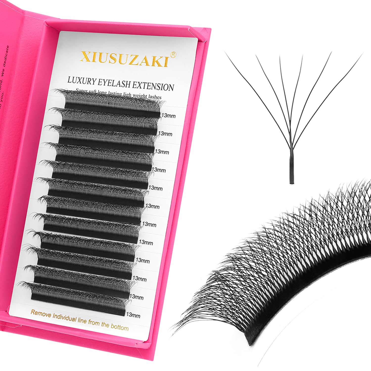 W Lash Extensions Supplies 6D Eyelash Extensions W Shape 0.07mm Thickness C Curl 10mm Premade Fans Easy Fan Lashes Volume Matte Black 12 Rows Crisscross Eye Lashes(W-6D-0.07-C,10mm)-GlimoraGlow