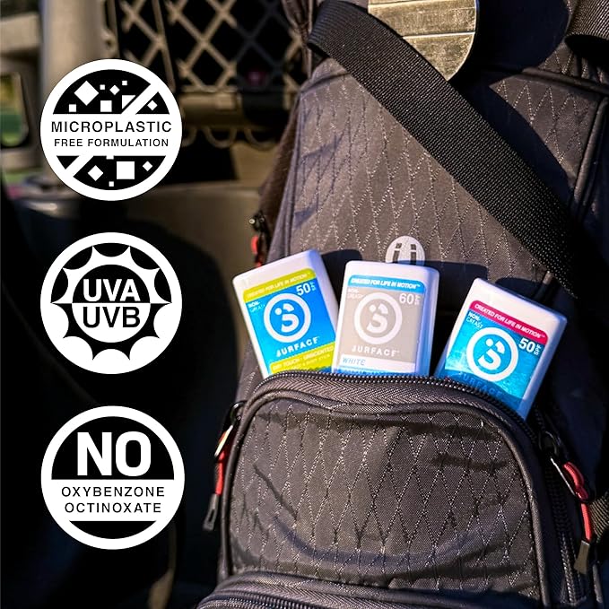 Surface Mineral Sunscreen Face Stick SPF 60, Lightweight Non-Nano Zinc Oxide Formula, Reef Friendly, Broad Spectrum UVA UVB Protection, Water Resistant Sun Care for 80 Minutes, Clear, 0.5oz-GlimoraGlow