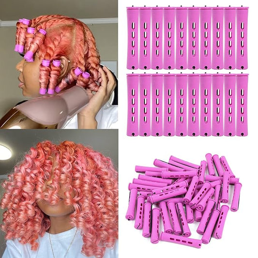 20pcs Women's Perm Rods Set for Natural Hair: 2 Sizes Cold Wave Hair Rollers for Curling and Styling All Hair Lengths - DIY Hairdressing Tools (Purple)-GlimoraGlow