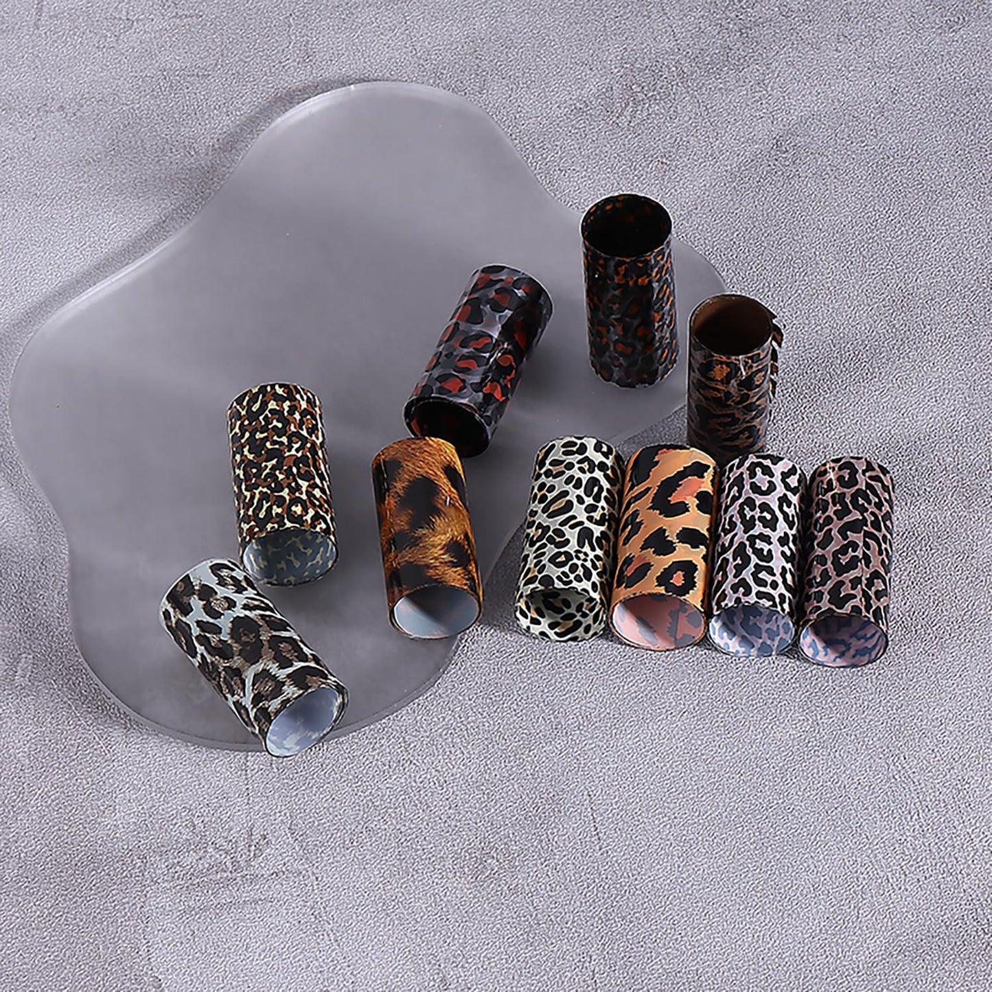 10 Rolls Leopard Print Nail Foil Transfer Stickers Autumn Winter Nails Decoration Self Adhesive Leopard Nail Foils Transfer Nail Art Animal Print Nails Supplies for Women DIY Manicure Accessories-GlimoraGlow