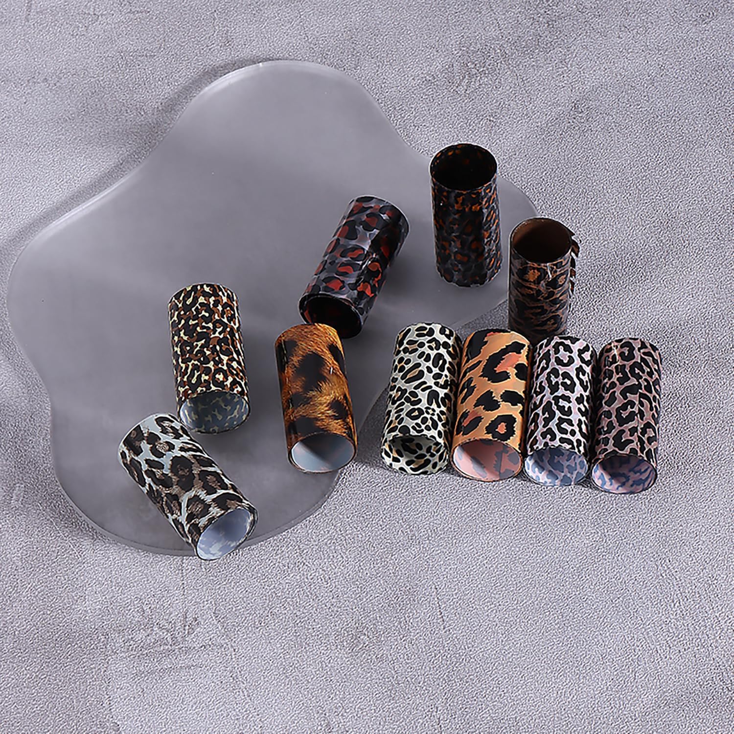 10 Rolls Leopard Print Nail Foil Transfer Stickers Autumn Winter Nails Decoration Self Adhesive Leopard Nail Foils Transfer Nail Art Animal Print Nails Supplies for Women DIY Manicure Accessories-GlimoraGlow