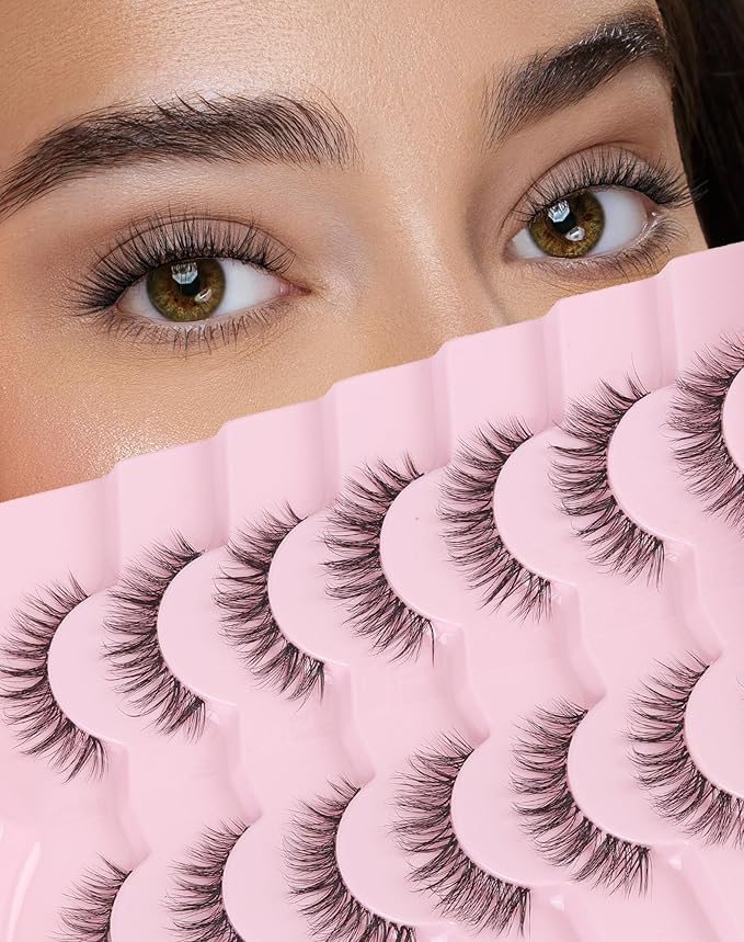 Lashes Wispy False Eyelashes Natural Mink Lashes Small Strip Lashes Wispies Eyelashes Short Eyelashes Natural Look Eye Lashes Pack 7 Pairs-GlimoraGlow
