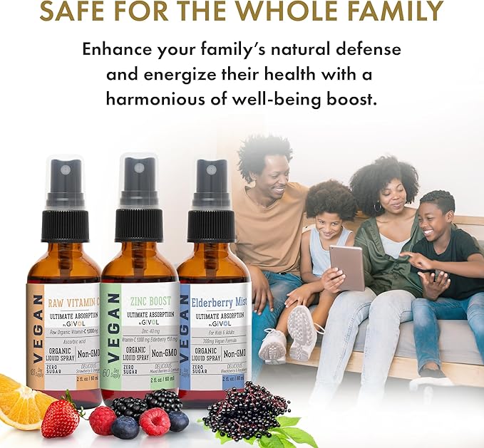 Immunity Pack Liquid Vitamins (Pack of 3) Sambucus Nigra Elderberry Mist, Zinc Boost Mist and Vitamin C Mist (Extra Strength) - Natural Immune System Support - Non-GMO Gluten-Free - 240 Days Supply-GlimoraGlow