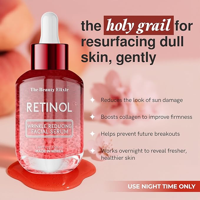 Retinol Serum For Face - Dermatologist Tested, Anti-Aging, Fine Lines & Wrinkles & Post-Acne Marks Treatment - Clean Beauty, Cruelty-Free Korean Skin Care for All Skin Types - 1.69oz-GlimoraGlow