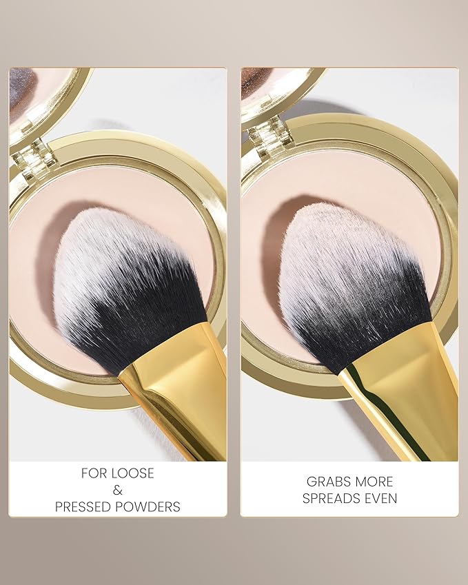 Desert Oak Series BloomFluff Powder Brush - 45mm Giant Heart-Shaped Face Brush for Setting Powder & Bronzer, Luxury Bubinga Handle (CM 196)-GlimoraGlow