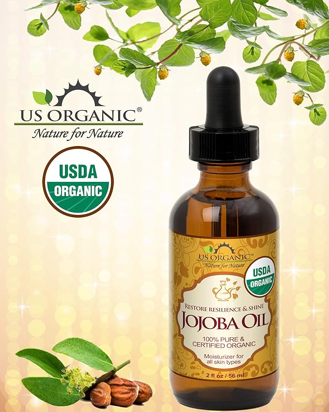 US Organic Jojoba Oil, USDA Certified Organic,100% Pure & Natural, Cold Pressed Virgin, Unrefined, Haxane Free, Sourced from Middle East directly (Small (2oz, 56ml))-GlimoraGlow