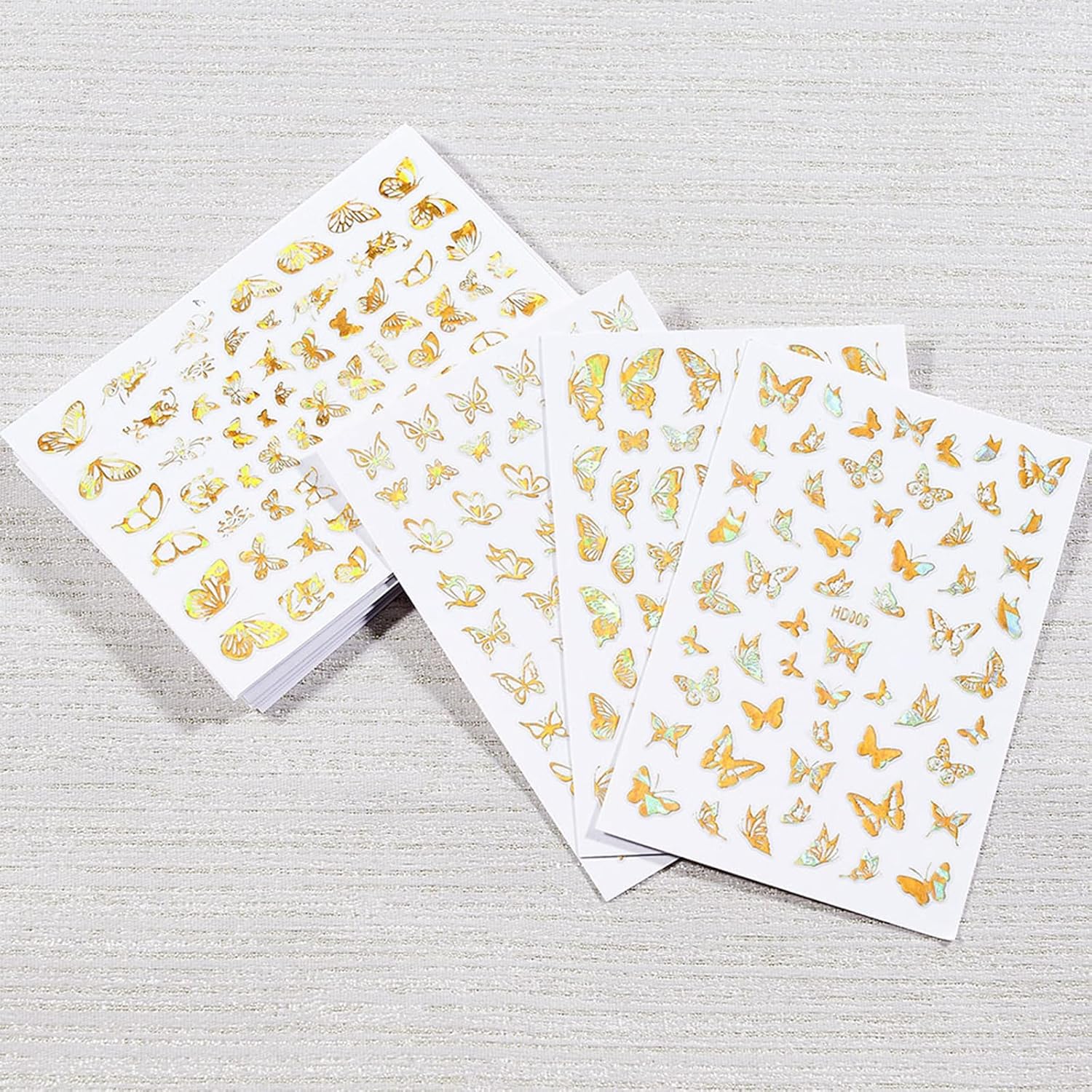 16 Sheets Butterfly Nail Art Stickers Decals 3D Self-Adhesive Gold Metallic Butterfly Nail Stickers Holographic Butterflies Design Nail Art Supplies for Women Acrylic Nail Art Decoration Accessories-GlimoraGlow