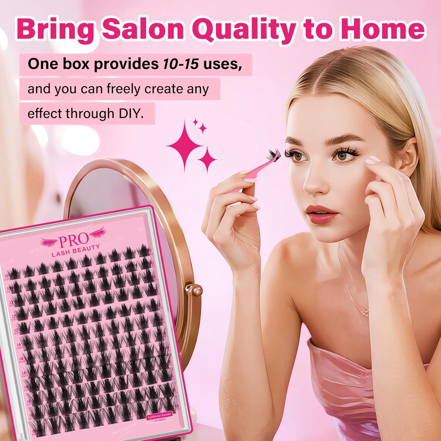 PRO LASHBEAUTY Manga Lash Clusters, Eyelash Clusters 10-18 Mixed Cluster Eyelash Extensions Lash Extension Reusable & Comfortable (Sunset, 10-18mix)-GlimoraGlow