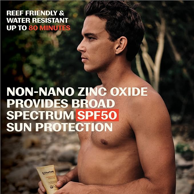 Thrive Natural Care Reef Safe Sunscreen SPF50 - Hawaii 104 Reef Act Compliant - Mineral Sunscreen Non-Nano Zinc Oxide - Vegan, (5.8 Oz (Pack of 2))-GlimoraGlow