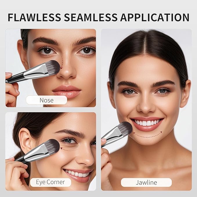 DUcare Flat Foundation Brush for Liquid Makeup, Premium Synthetic Hair Concealer/Kabuki Makeup Brush, Dense Bristles Design, Multi-Purpose Face Brushes for Liquid/Cream/Facial Mask-GlimoraGlow